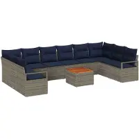 vidaXL Gartensofa-set 11 stk. Grau Poly-Rattan