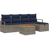 vidaXL Gartensofa-set 6 stk. Grau Poly-Rattan
