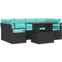 vidaXL Garten-Sofa-Set 7 Stk. 6-Sitzanzahl Schwarz