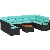 vidaXL Gartensofa-set 10 stk. Schwarz Poly-Rattan