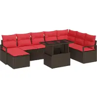 Syfax Gartensofa-set 9 stk. Braun Poly Rattan