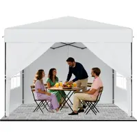 QEENTOE Pop-Up Faltpavillon 3x3m Weiß mit Seitenwänden, höhenverstellbar 240–260cm, Wasserdicht & winterfest mit UV-Schutz für Garten Camping Hochzeit