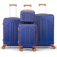 Alightup 4tlg. Hartschalenkoffer Trolley M/L/XL 360° Rollen + Handtasche Dunkelblau