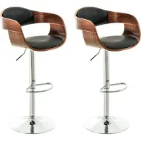 BellaFurn 2er-Set Kunstlederstühle - Designer-Hocker - Stufenlos verstellbar für optimalen Komfort | Farbe: Walnuss/Schwarz