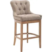 BellaFurn Barhocker mit Stoffsitz – Holzhocker, optimaler Sitzkomfort, stilvolle Messingdetails