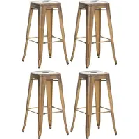 BellaFurn 4-teiliges Barhocker-Set - Hochhocker - Stapelbares Design, platzsparend und langlebig | Farbe: Gold
