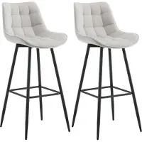 BellaFurn 2-teiliges Set Barhocker – Hochhocker – Hervorragender Sitzkomfort | Farbe: Grau | Material: Weich
