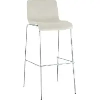 BellaFurn Samt-Barhocker – Barhocker – bequemer Sitz – chromfarbenes Gestell – Creme – 75 cm