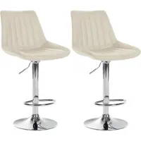 BellaFurn 2-teiliges Set aus Kunstleder-Barhockern – Hocker – optimaler Sitzkomfort | Farbe: Creme | Material Basis: Metall in Chromoptik
