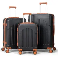 Alightup 3tlg. Hartschalenkoffer Trolley Reisekoffer M/L/XL 360° Rollen Schwarz