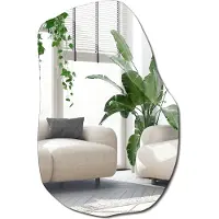 Wallfluent Spiegel – Moderner Dekospiegel ohne Rahmen – 90 x 58,5 cm – Asymmetrischer Designer Spiegel – Wanddeko fürs Wohnzimmer