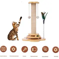 Mc star Haustier Katze Spielzeug Massivholz Katze Plattenspieler lustige Katze Stick Bälle langlebige Sisal Kratz brett Katze liefert, Höhe 46cm