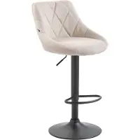 BellaFurn Moderner Barhocker aus Stoff – Luxushocker – 360° drehbar mit Gaslift | Farbe: Creme | Grundfarbe: Schwarz