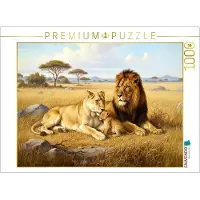 CALVENDO Puzzle Löwenfamilie als Gemälde | 1000 Teile Lege-Größe 64 × 48 cm Foto-Puzzle für glückliche Stunden
