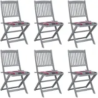 Syfax Klappbare Gartenstühle 6 Stk. mit Kissen Massivholz Akazie