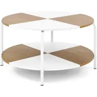 Northix Runder Couchtisch mit Ablage, Weiß & Naturholz