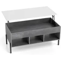 Northix Verstellbarer Couchtisch mit Liftplatte, Stauraum, Grau