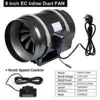 StarTech.com Inline Kanalventilator - EC 20 cm - Sehr hoher Luftstrom - Für Growbox/Zuchtzelt - Innenraumlüftung - Hellgelb