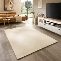 Theko "Origin Loop Uni" rechteckig 10 mm Höhe handgetuftet, reine Schurwolle, Unifarben