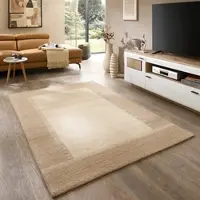 Theko "Origin Loop 5" rechteckig 10 mm Höhe handgetuftet, reine Schurwolle, Unifarben, mit Bordüre
