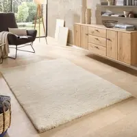 Theko Orientteppich "Atlas Nomad Uni", hellweiß, B:140cm H:24mm L:200cm, Schurwolle, Teppiche, Orientteppich, echter Berber aus Marokko, reine Wolle, Woll-Shaggy, handgeknüpft