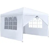QEENTOE Faltpavillon 2,5x2,5 m Gartenpavillon Partyzelt mit 4 Seitenteilen, wasserdicht UV-Schutz Weiß für Party Hochzeit Picknick