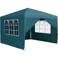 QEENTOE Faltpavillon 2,5x2,5 m Gartenpavillon Partyzelt mit 4 Seitenteilen, wasserdicht UV-Schutz Grün für Party Hochzeit Picknick