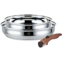 ROYAL SWISS Bratpfannen Set 3-teilig aus Edelstahl – Abnehmbarer Griff – 24 & 28 cm – Induktionsgeeignet – Für alle Herdarten SOYAL SWISS