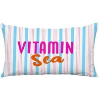 Queence Dekokissen "Vitamin Sea", bunt (bunt, schriftzug bedruckt gemustert), B:60cm L:40cm, Polyester, Dekokissen_Sitzkissen_Kissenhüllen, Dekokissen, Premium Outdoor Kissenbezug; Format: 60x40 cm