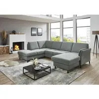Die Planbar Wohnlandschaft "ZE-EM18013 U-Form, Breite 305 cm", grau (milan steel), B:305cm H:90cm T:200cm, 100% Polyester, Sofas, Wohnlandschaft, wahlweise mit Kopfstützen und Liegearmlehne