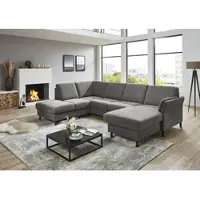 Die Planbar Wohnlandschaft "ZE-EM18013 U-Form, Breite 305 cm", grau (milan grau), B:305cm H:90cm T:200cm, 100% Polyester, Sofas, Wohnlandschaft, wahlweise mit Kopfstützen und Liegearmlehne