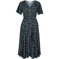 Apricot Midikleid "Midi-Kleid", Damen, Gr. L (40), N-Gr, blau (navy), gewebt, Obermaterial: 100% Viskose CV., V-Ausschnitt, Kleider Midikleid, mit zierlichem Blumenmuster