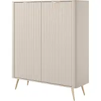 3Xeliving Kommode: 2 Türen, Beige, 113, 2 x 38 x 134, 1 cm