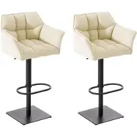 BellaFurn 2-teiliges Barhocker-Set – modische Hocker – höhenverstellbar für ultimativen Sitzkomfort | Farbe: Creme | Grundfarbe: Schwarz