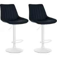 BellaFurn 2-teiliges Set aus Kunstleder-Barhockern – Hocker – optimaler Sitzkomfort | Farbe: Schwarz | Materialbasis: Metall mattweiß
