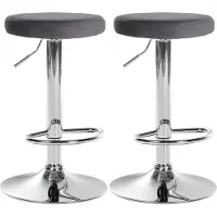 BellaFurn 2-teiliges Set Barhocker - Küchenhocker - Samtpolsterung, verstellbarer Komfort | Farbe: Dunkelgrau. Material Basis: Metall in Chromoptik