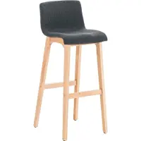 BellaFurn Barhocker mit Stoffsitz – Barhocker – Bequeme ergonomische Rückenlehne und Holzsockel | Farbe: dunkelgrau