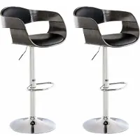 BellaFurn 2er-Set Kunstlederstühle - Designer-Hocker - Stufenlos verstellbar für optimalen Komfort | Farbe: Schwarz/Grau