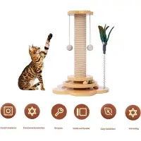 Mc star Haustier Katze Spielzeug Massivholz Katze Plattenspieler lustige Katze Stick Bälle langlebige Sisal Kratz brett Katze liefert, Höhe 40cm