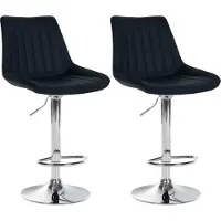 BellaFurn 2-teiliges Set aus Kunstleder-Barhockern – Hocker – optimaler Sitzkomfort | Farbe: Schwarz | Material Basis: Metall in Chromoptik
