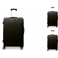 Hoffmans 3-tlg "vertical line" ABS Hartschalenkofferset Trolley Zahlenschloss Koffer 360 Grad Rollensystem Hartschale Reisekoffer mit 4 Doppelräder Schwarz