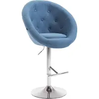 BellaFurn Barhocker - Hochhocker - Optimaler Sitzkomfort und 360° drehbar, höhenverstellbar | Farbe: Blau | Grundfarbe: Chrom