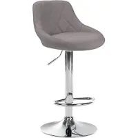 BellaFurn Moderner Barhocker aus Stoff – Luxushocker – 360° drehbar mit Gaslift | Farbe: Grau | Grundfarbe: Chrom