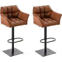 BellaFurn 2-teiliges Barhocker-Set – modische Hocker – höhenverstellbar für ultimativen Sitzkomfort | Farbe: Hellbraun | Grundfarbe: Schwarz