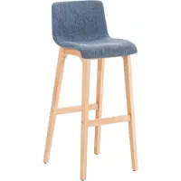 BellaFurn Barhocker mit Stoffsitz – Barhocker – Bequeme ergonomische Rückenlehne und Holzsockel | Farbe: blau
