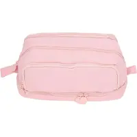 Gistuch Federmäppchen mit großem Fassungsvermögen, Tasche mit zwei Öffnungen, robuste Canvas-Box, tragbare Mehrzwecktasche für die Schulbibliothek, Pink