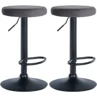 BellaFurn 2-teiliges Set Barhocker - Küchenhocker - Samtpolsterung, verstellbarer Komfort | Farbe: Dunkelgrau. Material Chassis: Metall mattschwarz