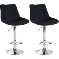 BellaFurn 2er-Set Barhocker - Hochhocker - Optimaler Sitzkomfort und höhenverstellbar | Farbe: Schwarz | Material Basis: Metall in Chromoptik