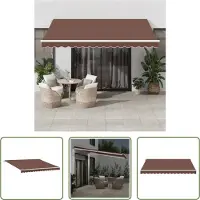 The Living Store Markise Manuell mit LED Braun 400x350 cm