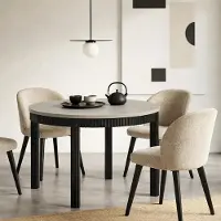 Dekori.Interiors Runder ausziehbarer Esstisch Kaschmir RAVO 90/140 cm, mit geriffelten Beinen aus Buchenholz – modern